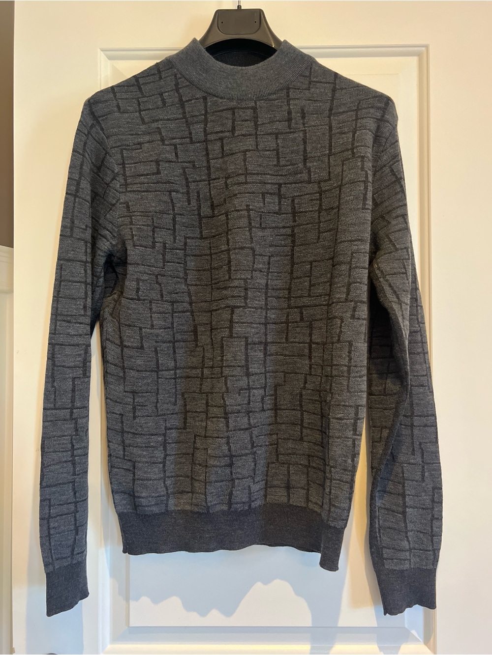 Robert Barakett Charcoal Grey Geometric Turtleneck Sweater
